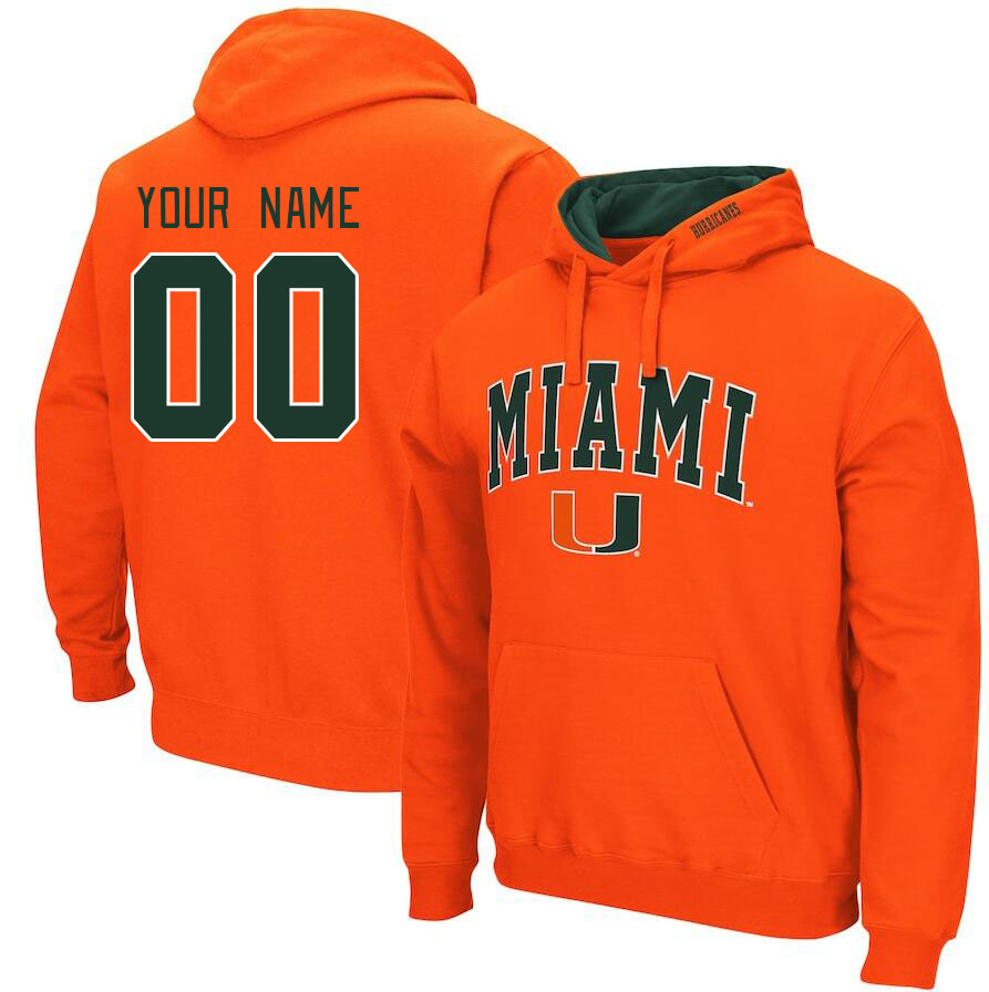 Custom Miami Hurricanes Name And Number College Hoodie-Orange - Click Image to Close